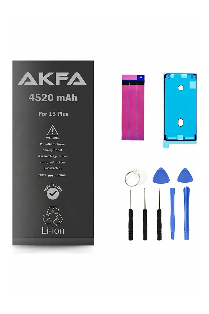 Akfa Iphone 15 Plus Uyumlu %40 Güçlendirilmiş Telefon Bataryası 4520 Mah Tamir Seti hediyeli - 1
