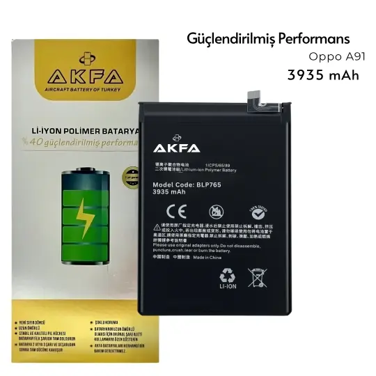 Oppo A91 Batarya 3935 mAh Güçlendirilmiş Performans BLP765