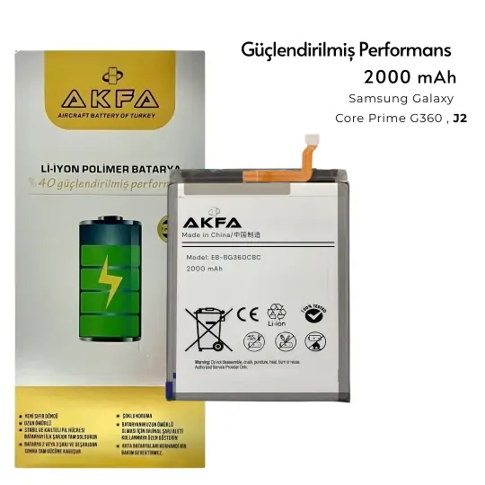 Samsung Core Prime, Core Prime, J2 Batarya 2000 mAh Güçlendirilmiş Performans EB-BG360CBC
