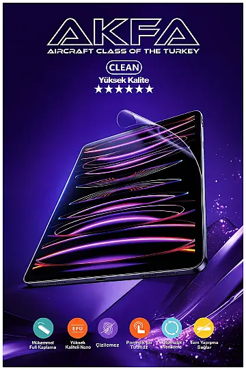 Akfa Yüksek Kalite Tablet Nano Şeffaf Ekran Koruyucu_25 li Paket 200x300 mm
