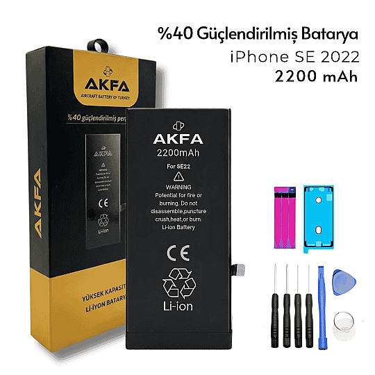iPhone SE 2022 Batarya %40 Güçlendirilmiş 2200mAh Yüksek Kapasiteli